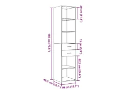 Aparador buffet cómoda mueble mueble de almacenamiento organizador cocina salón salón alto 40 x 42,5 x 185 cm madera contrachapada blanco 02_0032450