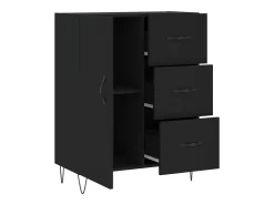 Aparador buffet cómoda mueble mueble de almacenaje organizador cocina salón salón 69,5 x 34 x 90 cm madera contrachapada negra 02_0036045
