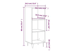 Aparador buffet cómoda mueble mueble de almacenaje organizador cocina salón brillante 34,5 x 32,5 x 90 cm madera contrachapada blanco 02_0030587