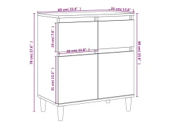 Aparador buffet cómoda mueble mueble de almacenaje organizador cocina salón salón 60 x 35 x 70 cm madera contrachapada gris 02_0031976