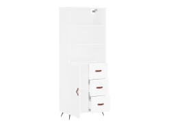 Aparador buffet cómoda mueble mueble de almacenamiento organizador cocina salón salón alto 69,5 x 34 x 180 cm madera contrachapada blanco 02_0032542
