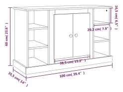 Aparador buffet cómoda mueble mueble de almacenaje organizador cocina salón salón 100 x 35,5 x 60 cm madera contrachapada gris 02_0031822