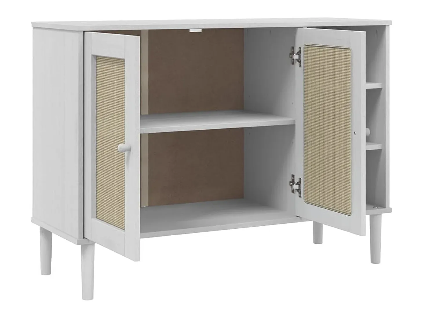 Aparador buffet cómoda mueble almacenaje organizador cocina salón salón aspecto ratán 112 x 40 x 80 cm madera maciza de pino blanco 02_0036222