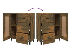 Aparador buffet cómoda mueble mueble de almacenaje organizador cocina salón salón 69,5 x 34 x 90 cm madera contrachapada marrón 02_0031044