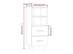 Aparador buffet cómoda mueble mueble de almacenaje organizador cocina salón salón 34,5 x 34 x 90 cm madera contrachapada gris 02_0031884