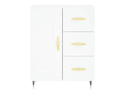 Aparador buffet cómoda mueble mueble de almacenamiento organizador cocina salón salón alto 69,5 x 34 x 180 cm madera contrachapada blanco 02_0032619