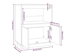 Aparador buffet cómoda mueble mueble de almacenaje organizador cocina salón salón 60 x 34 x 75 cm madera maciza de pino marrón 02_0029618