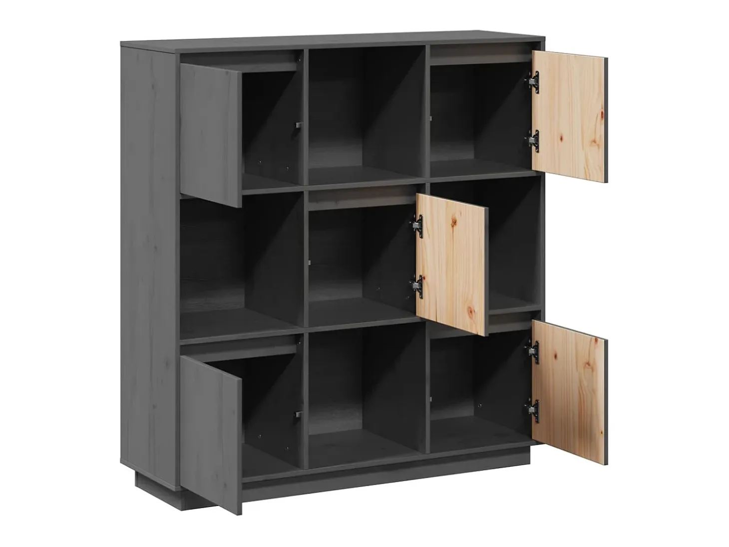 Aparador buffet cómoda mueble almacenaje organizador cocina salón salón 110,5 x 35 x 117 cm madera maciza de pino gris 02_0031773