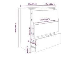 Aparador buffet cómoda mueble mueble de almacenaje organizador cocina salón salón 60 x 35 x 76 cm madera contrachapada gris 02_0031991