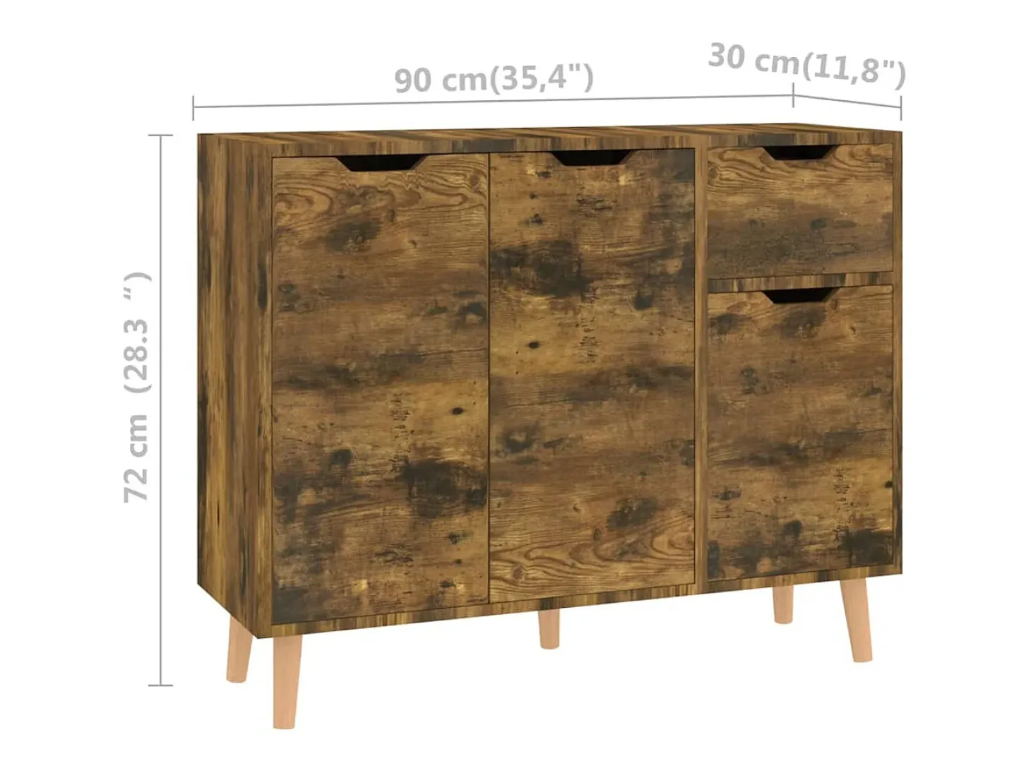 Aparador buffet cómoda mueble almacenaje organizador cocina salón salón 90 x 30 x 72 cm madera contrachapada marrón 02_0031121