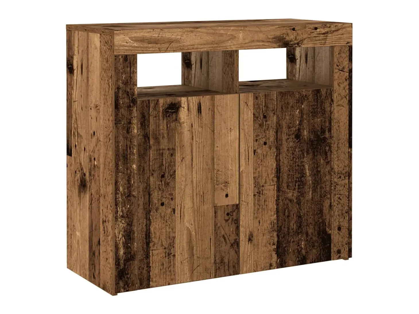 Aparador buffet cómoda mueble contenedor organizador cocina salón salón y luces LED madera vieja 80 x 35 x 75 cm madera contrachapada Madera vieja 02_0031754