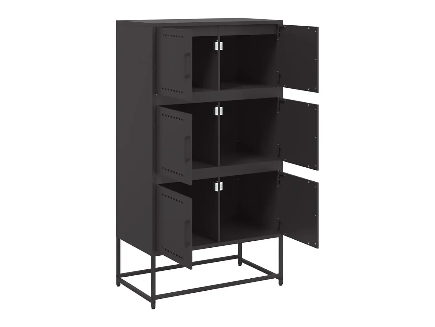 Aparador buffet cómoda mueble mueble de almacenamiento organizador cocina salón salón 68,5 x 38,5 x 123,5 cm acero negro 02_0036017