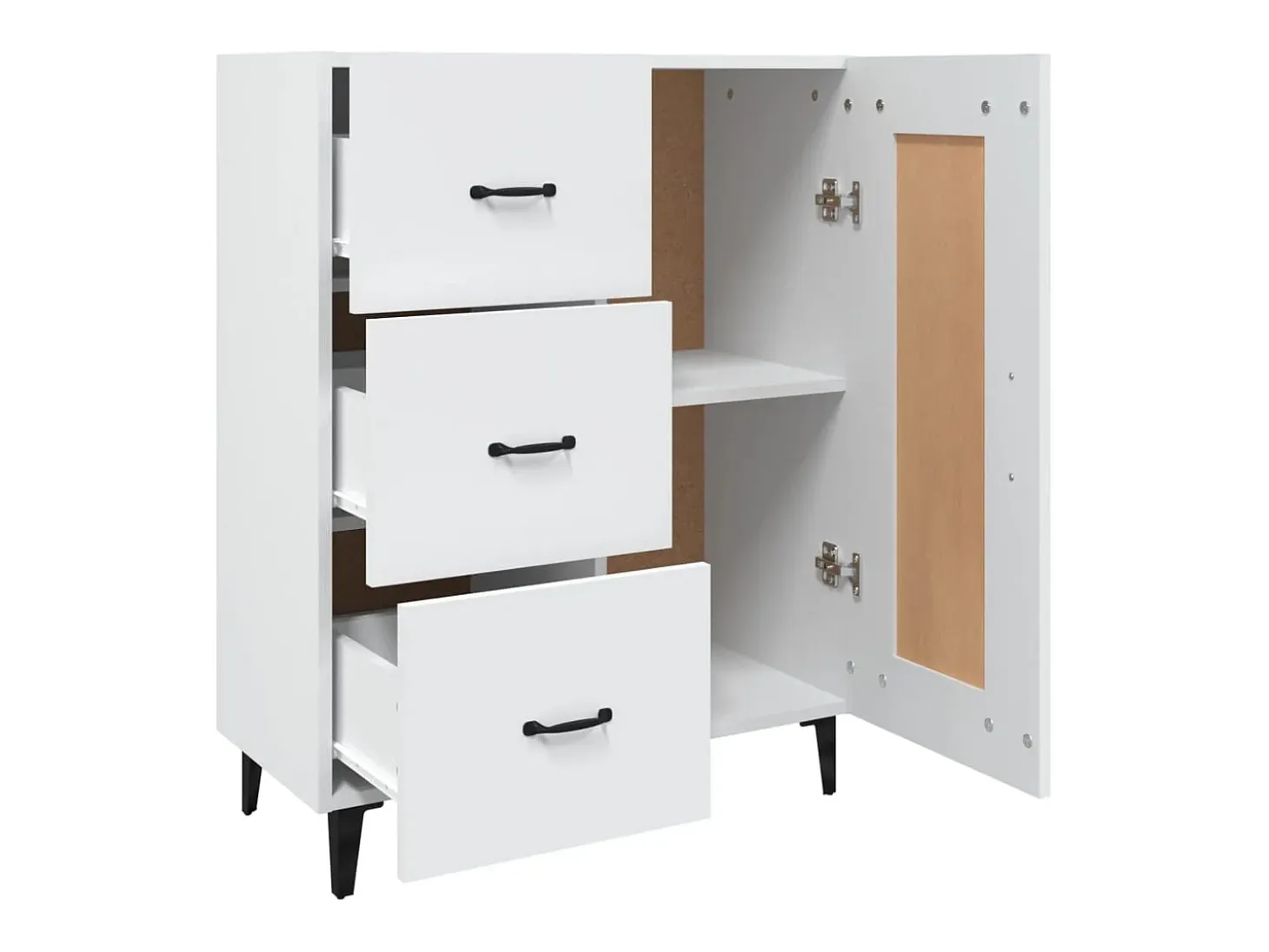 Aparador buffet cómoda mueble mueble de almacenaje organizador cocina salón salón 69,5 x 34 x 90 cm madera contrachapada blanco 02_0030424