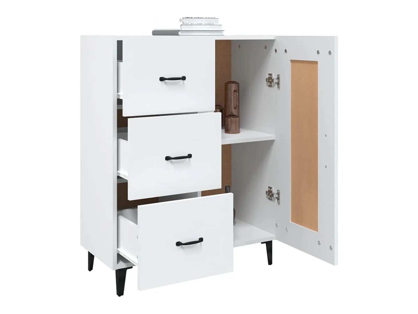 Aparador buffet cómoda mueble mueble de almacenaje organizador cocina salón salón 69,5 x 34 x 90 cm madera contrachapada blanco 02_0030424