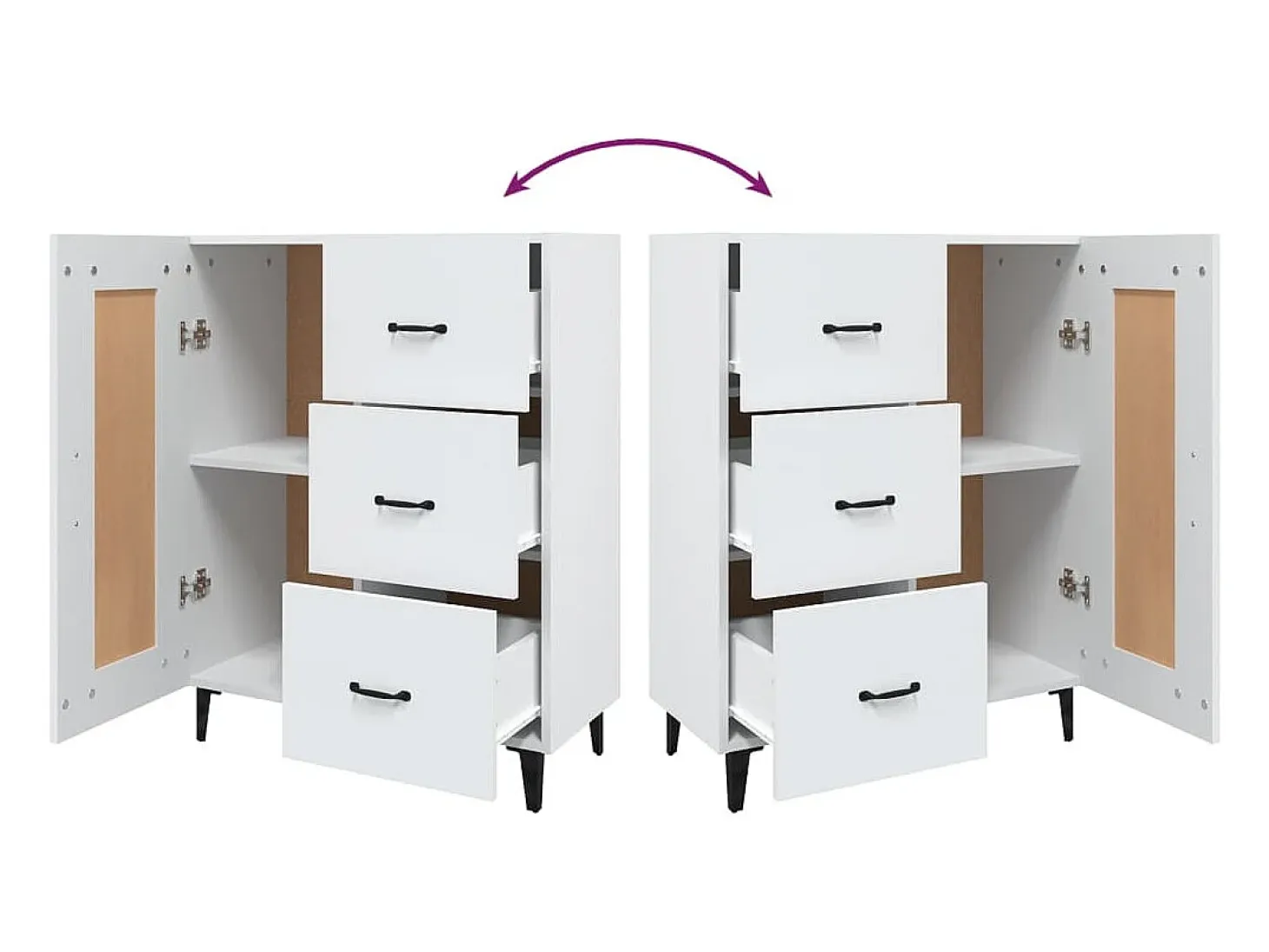 Aparador buffet cómoda mueble mueble de almacenaje organizador cocina salón salón 69,5 x 34 x 90 cm madera contrachapada blanco 02_0030424