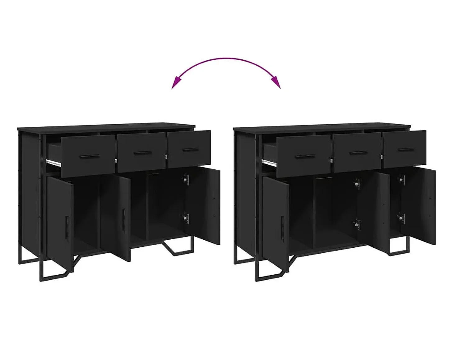 Aparador buffet cómoda mueble mueble de almacenamiento organizador cocina salón salón 97 x 32,5 x 74,5 cm madera contrachapada negra 02_0036158