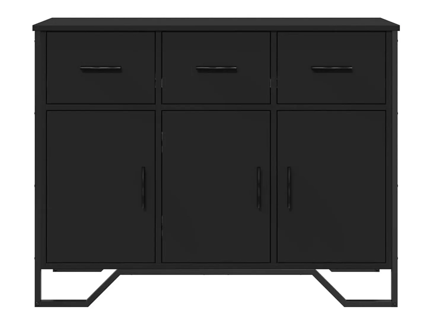 Aparador buffet cómoda mueble mueble de almacenamiento organizador cocina salón salón 97 x 32,5 x 74,5 cm madera contrachapada negra 02_0036158