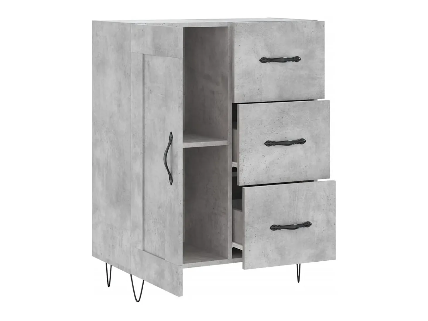 Aparador buffet cómoda mueble mueble de almacenaje organizador cocina salón salón 69,5 x 34 x 90 cm madera contrachapada gris 02_0032013