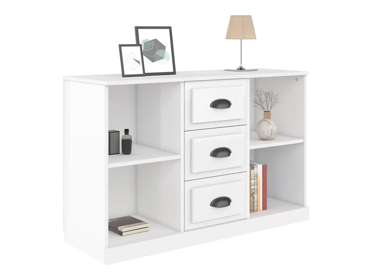 Aparador buffet cómoda mueble mueble de almacenaje organizador cocina salón brillante 104,5 x 35,5 x 67,5 cm madera contrachapada blanco 02_0030565