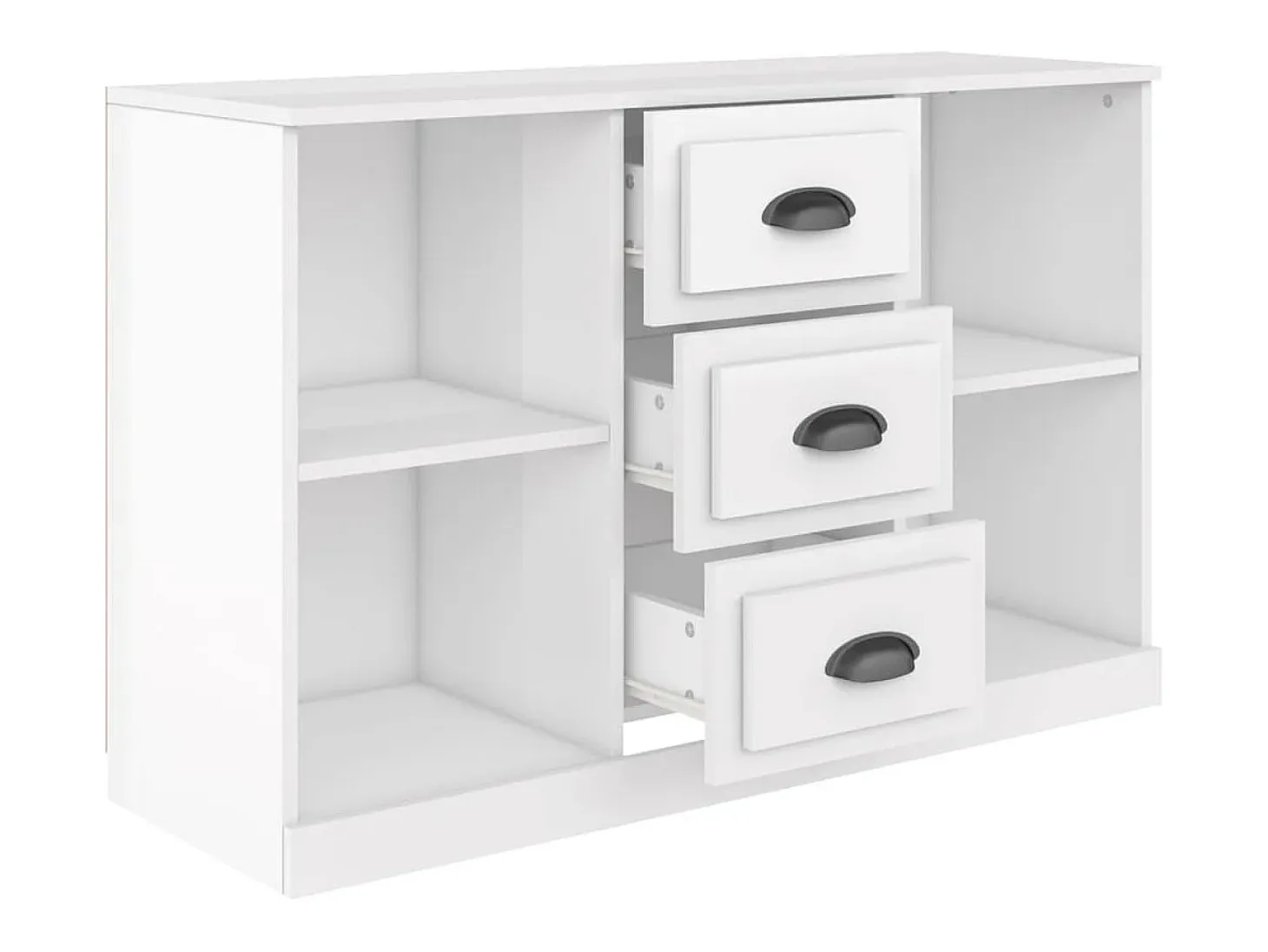 Aparador buffet cómoda mueble mueble de almacenaje organizador cocina salón brillante 104,5 x 35,5 x 67,5 cm madera contrachapada blanco 02_0030565