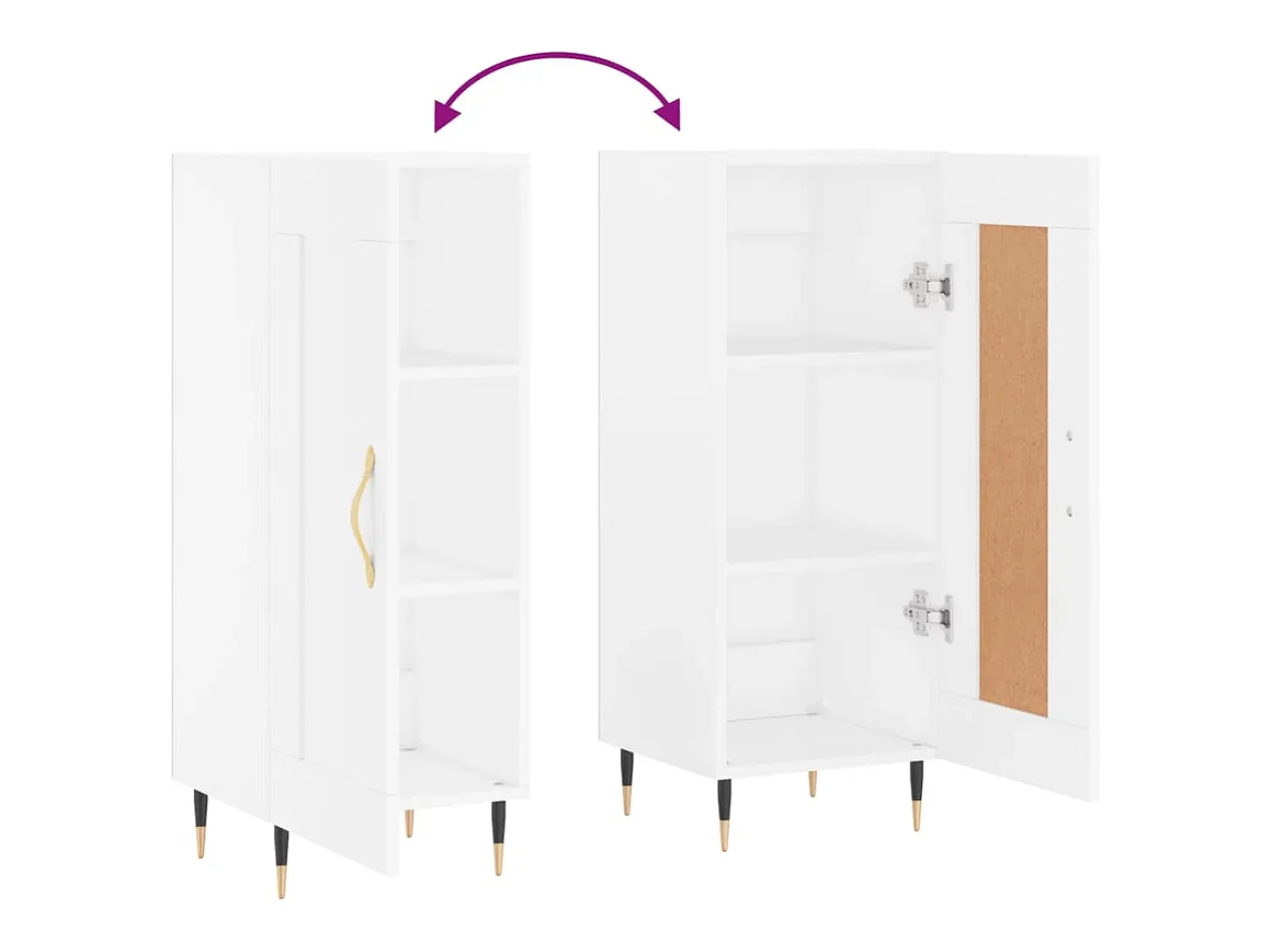 Aparador buffet cómoda mueble mueble de almacenaje organizador cocina salón salón 34,5 x 34 x 90 cm madera contrachapada blanco 02_0030244