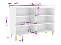 Aparador buffet cómoda mueble mueble de almacenaje organizador cocina salón salón 103,5 x 35 x 70 cm madera contrachapada blanco 02_0030181