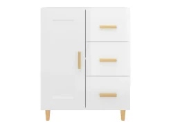 Aparador buffet cómoda mueble almacenaje organizador cocina salón brillante 69,5 x 34 x 90 cm madera contrachapada blanco 02_0030744
