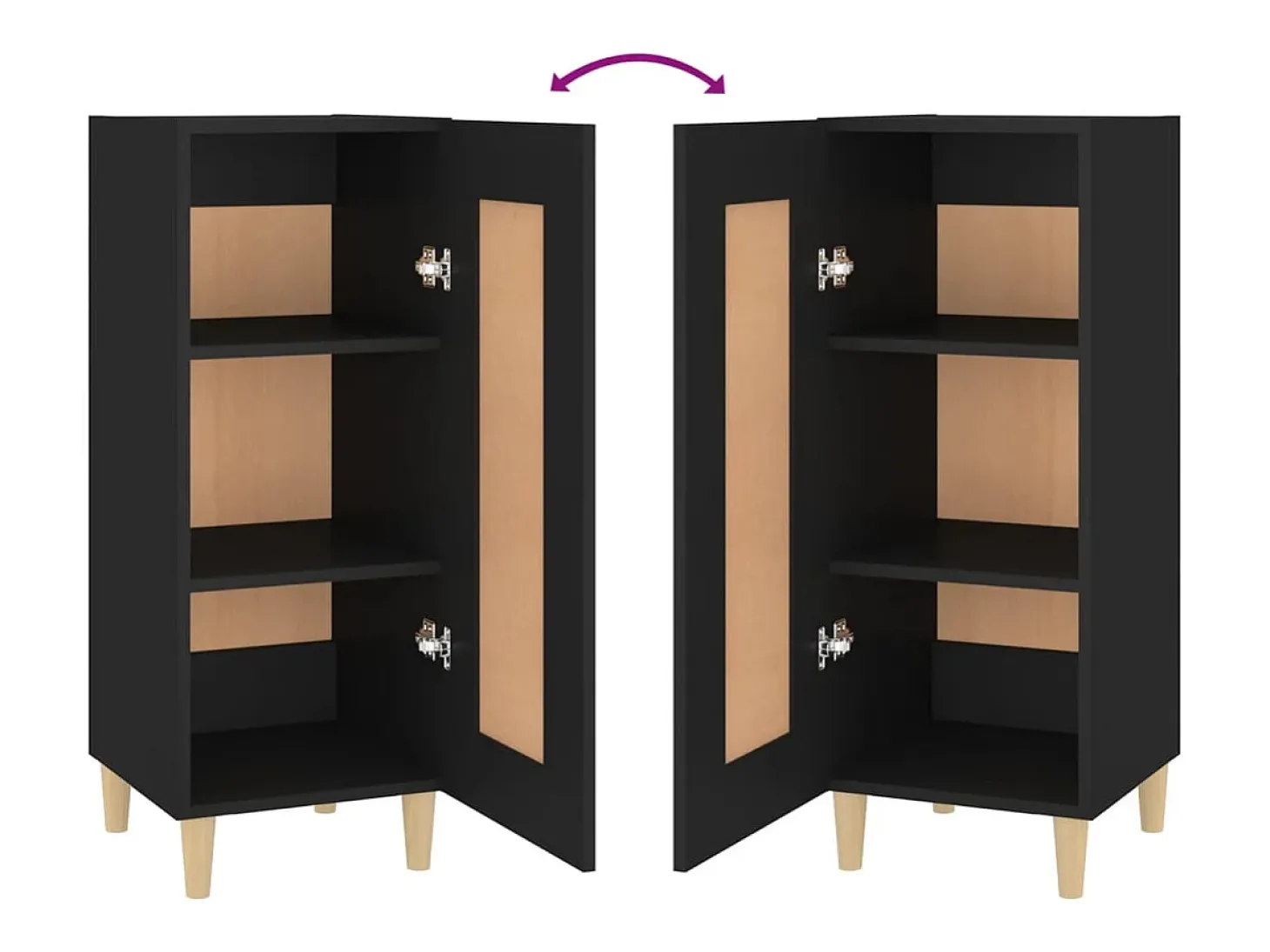 Aparador buffet cómoda mueble mueble de almacenaje organizador cocina salón salón 34,5 x 34 x 90 cm madera contrachapada negra 02_0035875