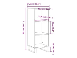Aparador buffet cómoda mueble mueble de almacenamiento organizador cocina salón salón 34,5 x 32,5 x 90 cm madera contrachapada marrón 02_0030875