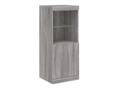 Aparador cajonera mueble almacenaje organizador cocina salón salón con luces LED sonoma 162 x 37 x 100 cm gris 02_0030054