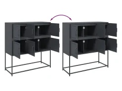 Aparador cómoda armario mueble organizador cocina salón salón 100,5 x 39 x 107 cm acero antracita 02_0029683