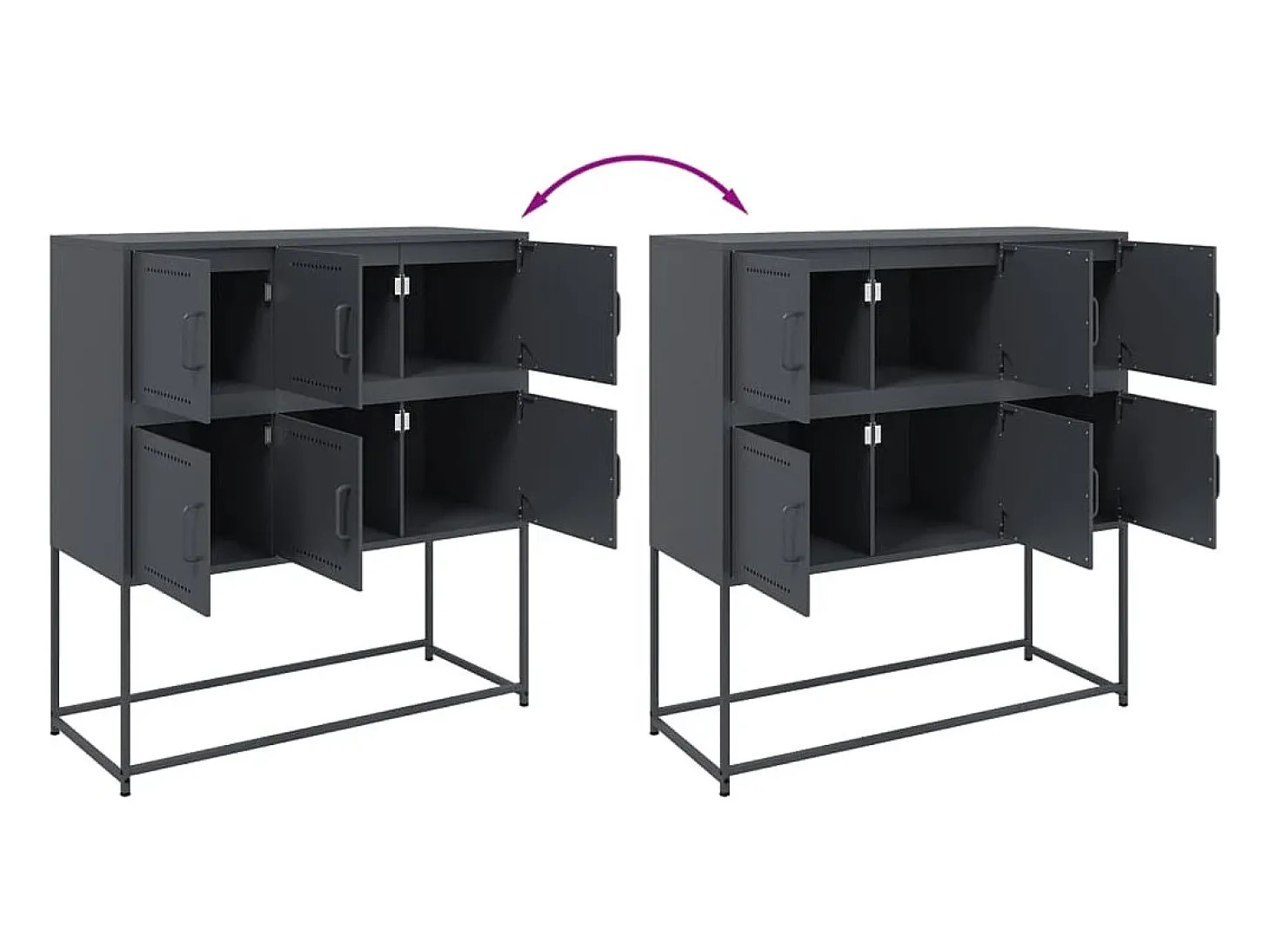 Aparador cómoda armario mueble organizador cocina salón salón 100,5 x 39 x 107 cm acero antracita 02_0029683