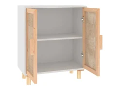 Aparador cómoda armario unidad de almacenamiento organizador cocina salón salón 60 x 30 x 70 cm madera maciza de pino y ratán blanco natural 02_0030334