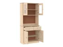 Aparador cómoda cómoda armario mueble organizador cocina salón salón 77 x 35 x 165 cm madera maciza de pino marrón 02_0029671