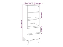 Aparador cómoda cómoda armario mueble organizador cocina salón salón alto 40 x 36 x 110 cm madera contrachapada gris 02_0034433