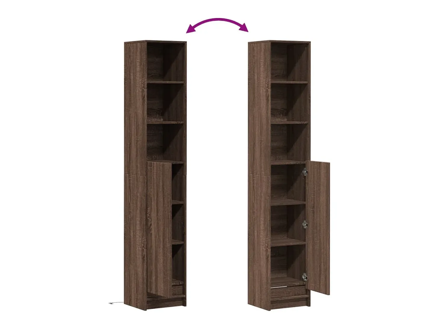 Aparador cómoda cómoda armario mueble organizador cocina salón salón con LED 36 x 32,5 x 200 cm madera contrachapada marrón 02_0029785