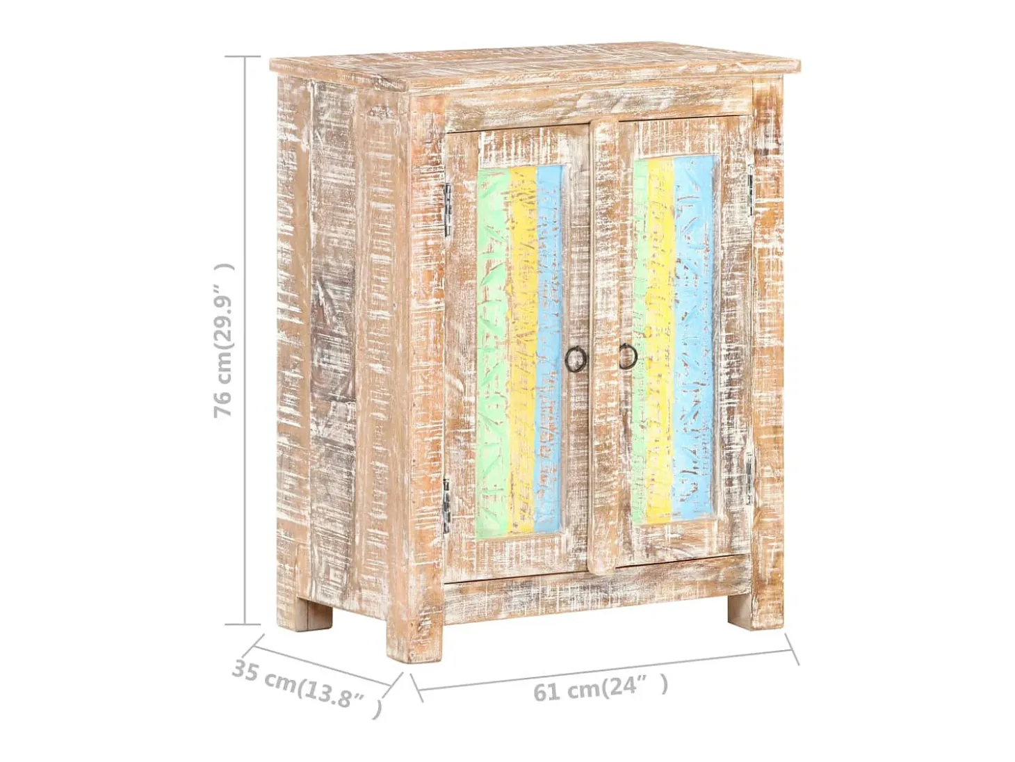 Aparador cómoda cómoda armario mueble organizador cocina salón salón 61 x 35 x 76 cm madera de acacia en bruto multicolor 02_0029631