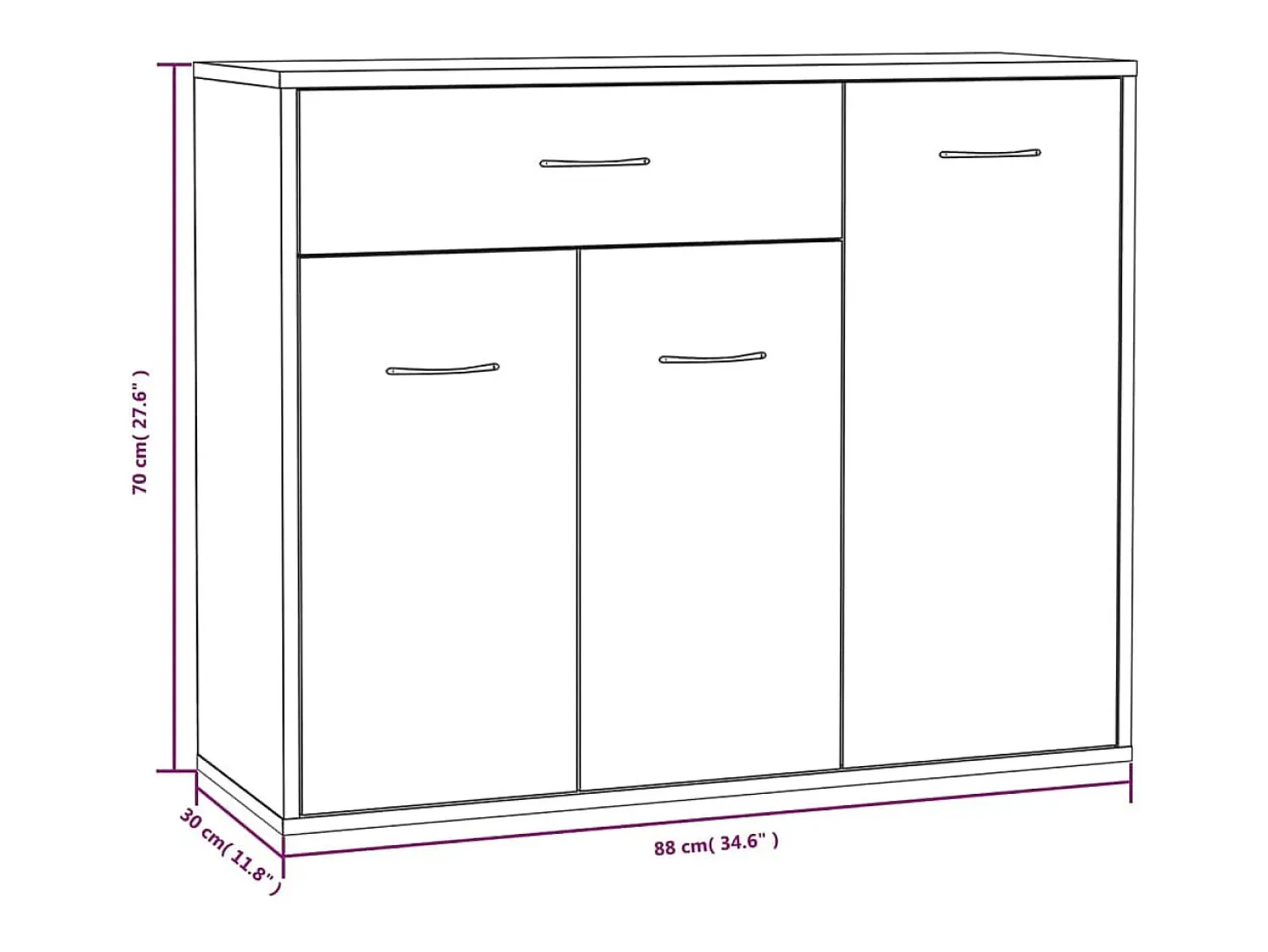 Aparador cómoda cómoda armario unidad de almacenamiento organizador cocina salón salonsonoma 88 x 30 x 70 cm madera contrachapada gris 02_0036543