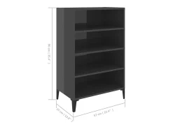 Aparador cómoda cómoda armario mueble organizador cocina salón brillante 57 x 35 x 90 cm aglomerado gris 02_0031818