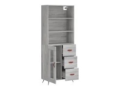 Aparador cómoda cómoda armario mueble organizador cocina salón salón alto Sonoma 69,5 x 34 x 180 cm madera contrachapada gris 02_0035551