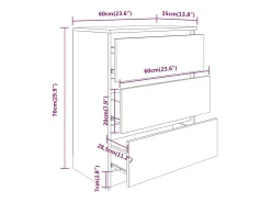 Aparador cómoda cómoda armario unidad de almacenamiento organizador cocina salón salón Sonoma 60 x 35 x 76 cm madera contrachapada marrón 02_0031616