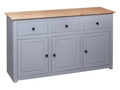 Aparador cómoda cómoda armario mueble organizador cocina salón salón 135 x 40 x 80 cm Pino macizo Surtido Panamá gris 02_0031782