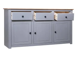 Aparador cómoda cómoda armario mueble organizador cocina salón salón 135 x 40 x 80 cm Pino macizo Surtido Panamá gris 02_0031782
