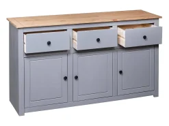 Aparador cómoda cómoda armario mueble organizador cocina salón salón 135 x 40 x 80 cm Pino macizo Surtido Panamá gris 02_0031782