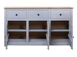 Aparador cómoda cómoda armario mueble organizador cocina salón salón 135 x 40 x 80 cm Pino macizo Surtido Panamá gris 02_0031782