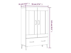 Aparador cómoda cómoda armario mueble organizador cocina salón salón alto 70 x 31 x 115 cm madera contrachapada gris 02_0034709