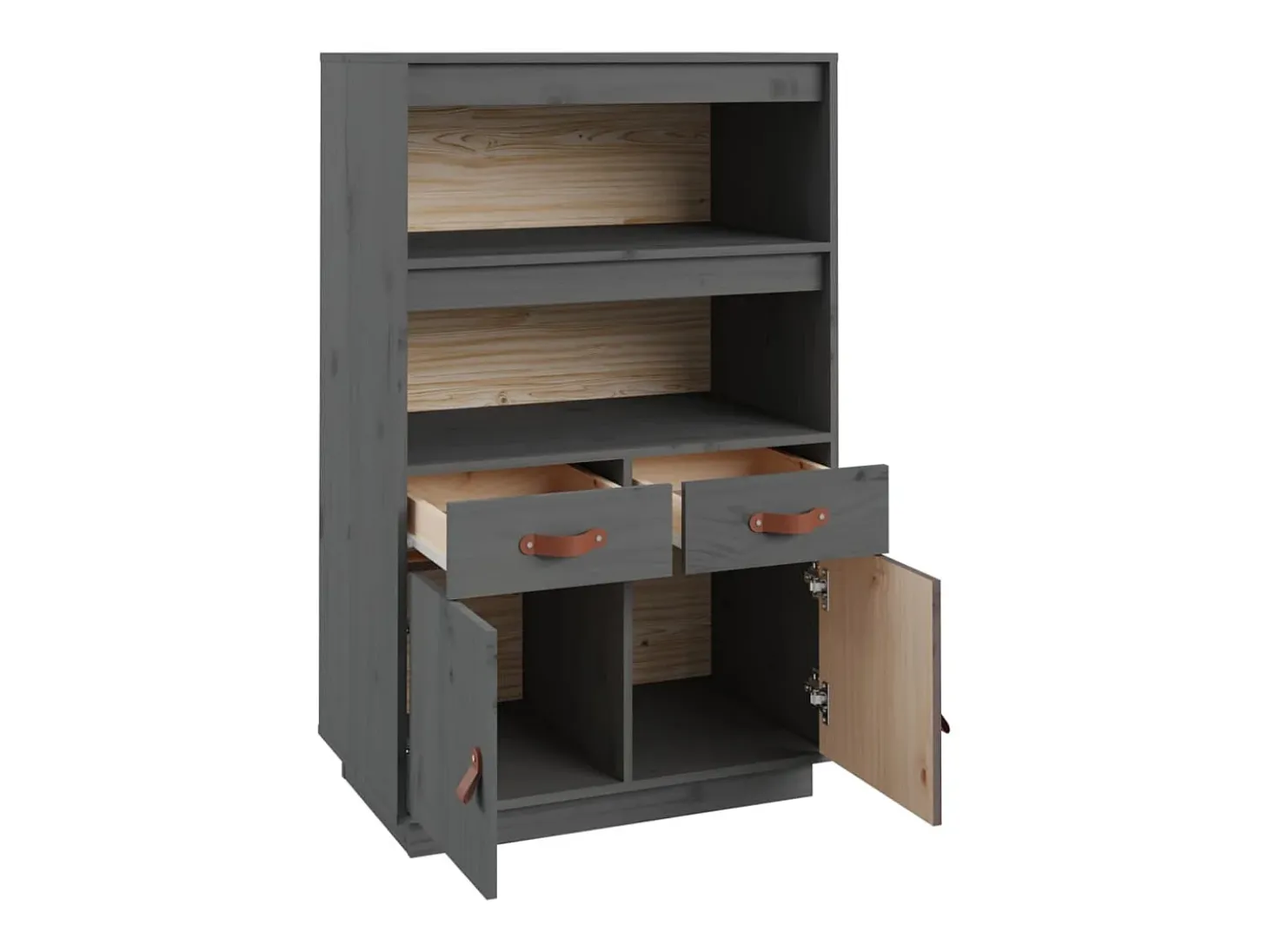Aparador cómoda cómoda armario mueble organizador cocina salón salón alto 67 x 40 x 108,5 cm madera maciza de pino gris 02_0034229