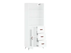 Aparador cómoda cómoda armario mueble organizador cocina salón salón alto 69,5 x 34 x 180 cm madera contrachapada blanco 02_0032731