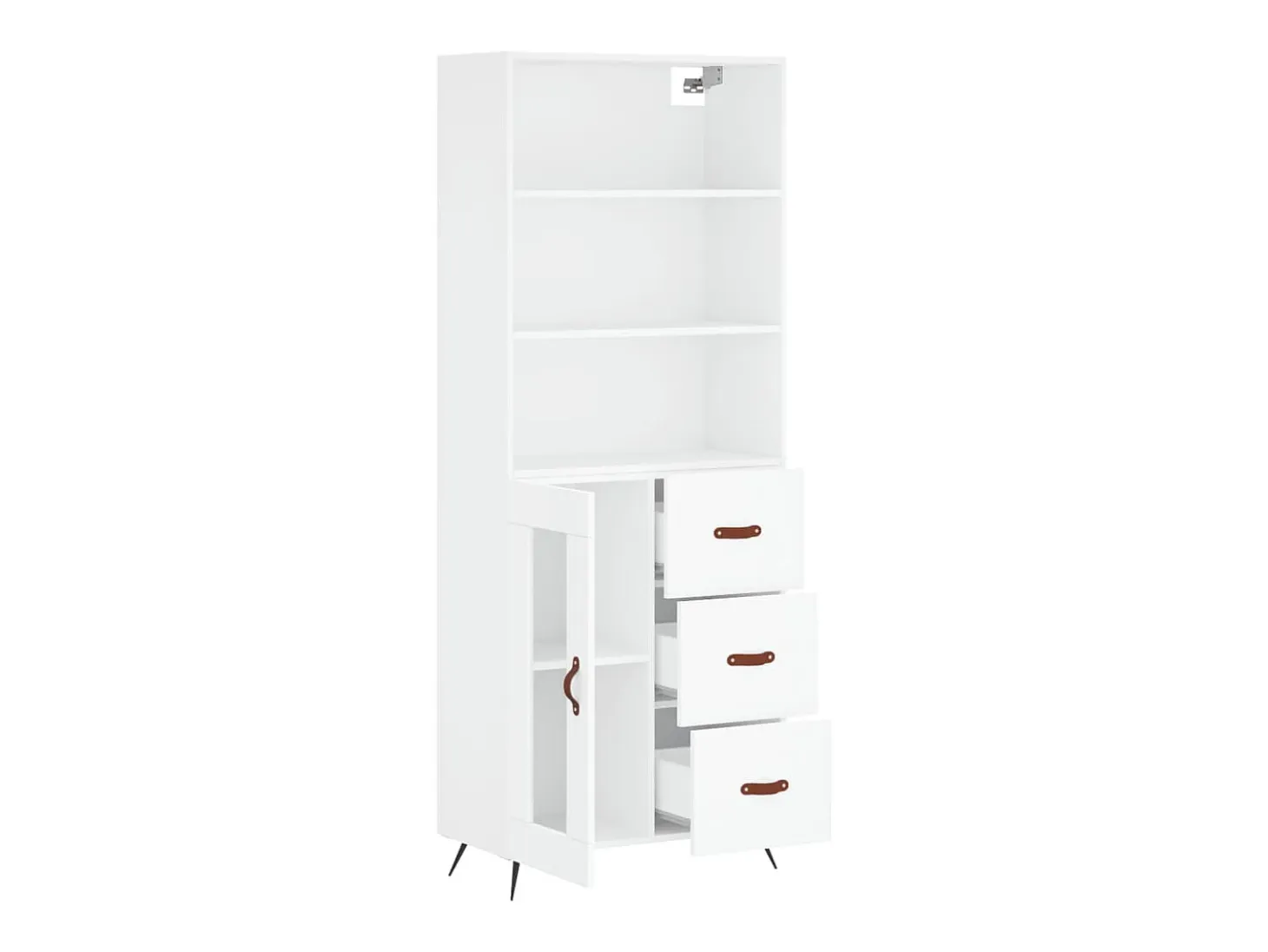 Aparador cómoda cómoda armario mueble organizador cocina salón salón alto 69,5 x 34 x 180 cm madera contrachapada blanco 02_0032731