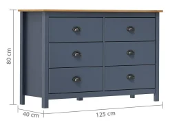 Aparador cómoda cómoda armario mueble organizador cocina salón salón Hill 125 x 40 x 80 cm madera maciza de pino gris 02_0035673
